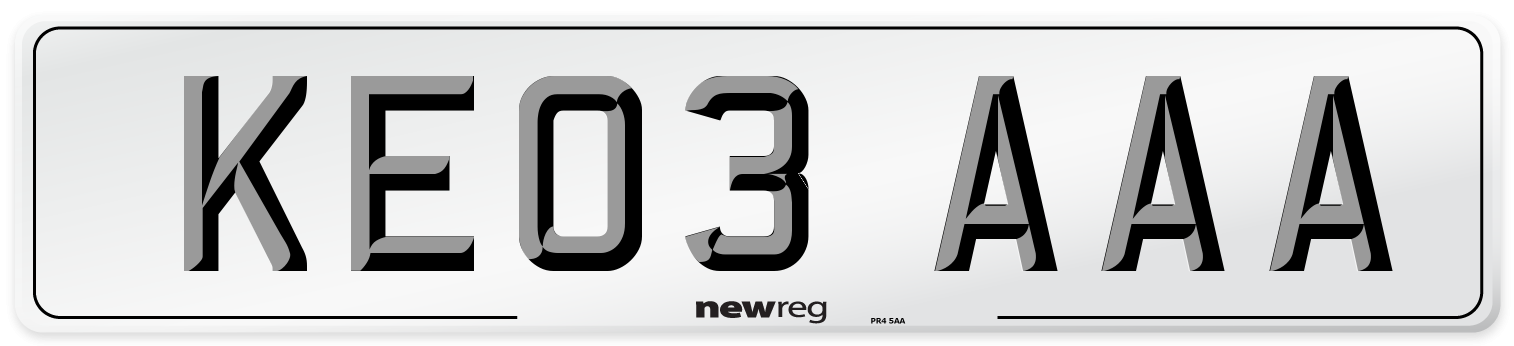 KE03 AAA Number Plate from New Reg